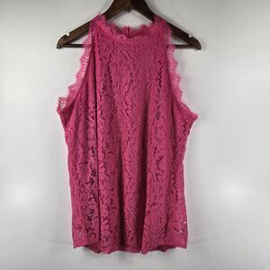Halife Women's Size XL Pink Lace Halter Tank Top‎
